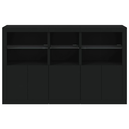 Credenza con Luci LED Nera 162x37x100 cm