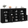 Credenza con Luci LED Nera 202x37x100 cm