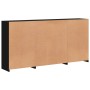 Credenza con Luci LED Nera 202x37x100 cm