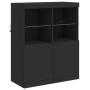 Credenza con Luci LED Nera 202x37x100 cm