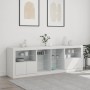 Credenza con Luci LED Bianca 202x37x67 cm