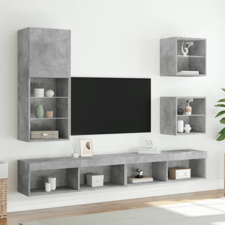 Mobile TV con Luci LED Grigio Cemento 40,5x30x102 cm