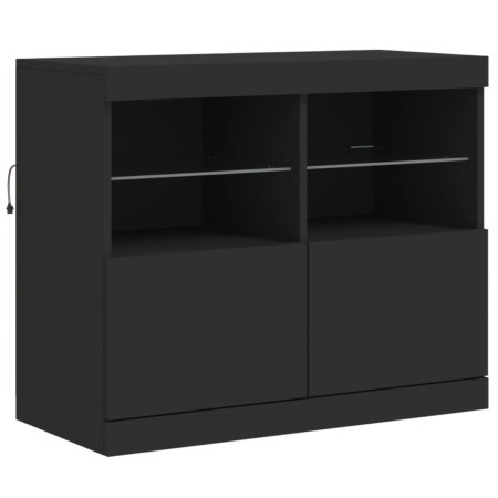 Credenza con Luci LED Nera 81x37x67 cm