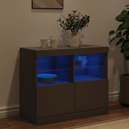 Credenza con Luci LED Nera 81x37x67 cm