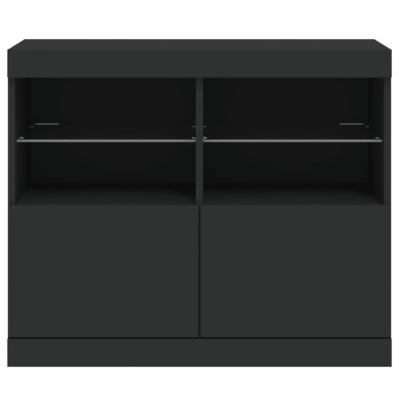 Credenza con Luci LED Nera 81x37x67 cm