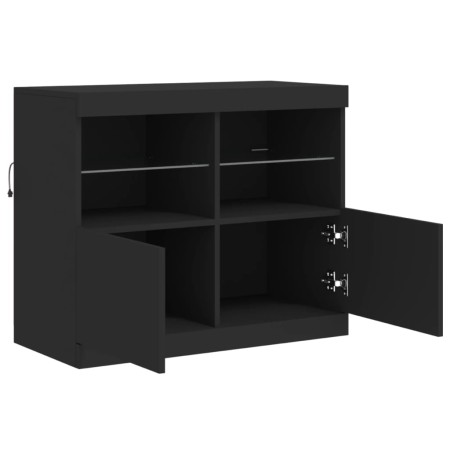 Credenza con Luci LED Nera 81x37x67 cm