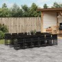 Set da Pranzo da Giardino 13pz con Cuscini Nero in Polyrattan