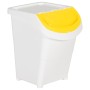 Cestini per Rifiuti Impilabili con Coperchi 3pz Bianchi PP 120L