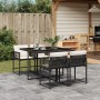 Set da Pranzo da Giardino 5 pz Nero con Cuscini in Polyrattan