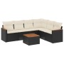 Set Divani da Giardino con Cuscini 7pz Nero Polyrattan