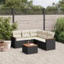 Set Divano da Giardino 6 pz con Cuscini Nero in Polyrattan