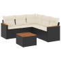 Set Divano da Giardino 6 pz con Cuscini Nero in Polyrattan