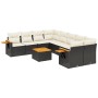 Set Divani da Giardino 9 pz con Cuscini Nero in Polyrattan