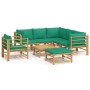 Set Salotto da Giardino 8pz con Cuscini Verdi Bambù