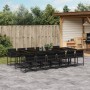 Set da Pranzo da Giardino 13pz con Cuscini Nero in Polyrattan