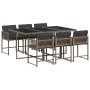 Set da Pranzo da Giardino 7 pz con Cuscini in Polyrattan Grigio