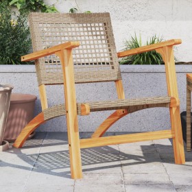 Sedie da Giardino 2pz Beige in Polyrattan e Legno di Acacia