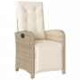 Set da Pranzo da Giardino 3 pz con Cuscini Beige in Polyrattan