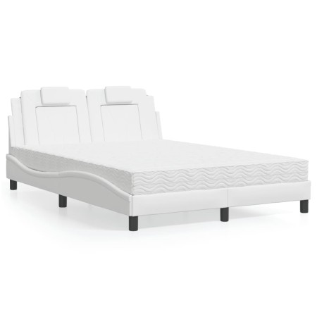 Letto con Materasso Bianco 140x190 cm in Similpelle