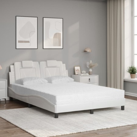 Letto con Materasso Bianco 140x190 cm in Similpelle