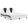 Letto con Materasso Bianco e Nero 160x200cm Similpelle