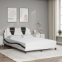 Letto con Materasso Bianco e Nero 140x200 cm in Similpelle
