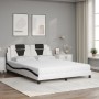 Letto con Materasso Bianco e Nero 160x200cm Similpelle