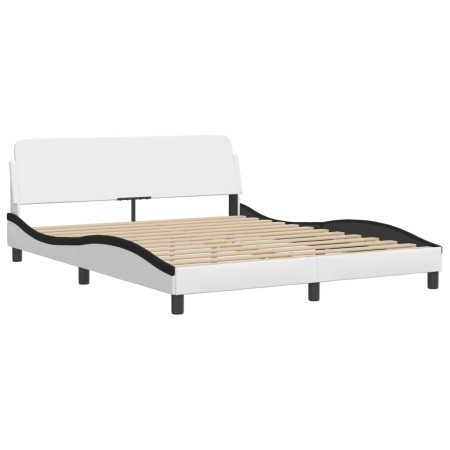 Letto con Materasso Bianco e Nero 160x200cm Similpelle