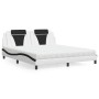 Letto con Materasso Bianco e Nero 180x200cm Similpelle