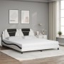 Letto con Materasso Bianco e Nero 180x200cm Similpelle