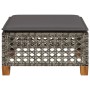 Sgabello Giardino con Cuscino Grigio 63,5x56x32cm in Polyrattan