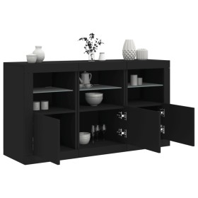 Credenza con Luci LED Nera 123x37x67 cm