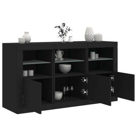 Credenza con Luci LED Nera 123x37x67 cm