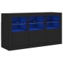 Credenza con Luci LED Nera 123x37x67 cm