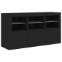 Credenza con Luci LED Nera 123x37x67 cm