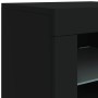 Credenza con Luci LED Nera 123x37x67 cm