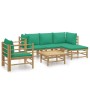 Set Salotto da Giardino 6pz con Cuscini Verdi Bambù