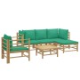 Set Salotto da Giardino 6pz con Cuscini Verdi Bambù