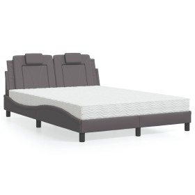 Letto con Materasso Grigio 140x190 cm in Similpelle