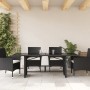 Tavolo da Giardino Piano in Vetro Nero 190x80x75 cm Polyrattan