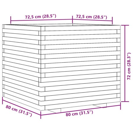 Fioriera Giardino Marrone Cera 80x80x72 cm Legno Massello Pino