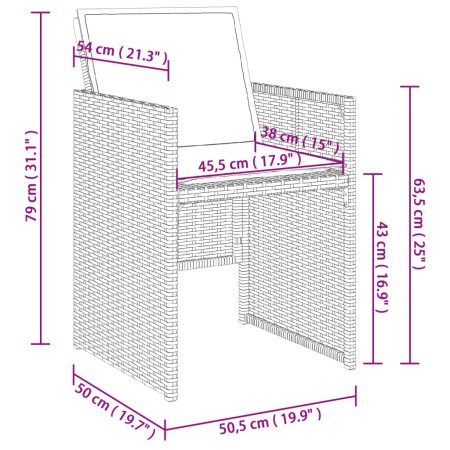 Set da Pranzo da Giardino 9 pz con Cuscini Beige in Polyrattan