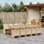 Set da Pranzo da Giardino 11 pz con Cuscini Beige in Polyrattan