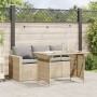 Set da Pranzo da Giardino 2 pz con Cuscini Beige in Polyrattan