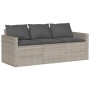 Divano da Giardino con Cuscini 3 Posti Grigio Chiaro Polyrattan