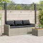 Divano da Giardino con Cuscini 3 Posti Grigio Chiaro Polyrattan