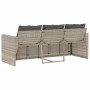 Divano da Giardino con Cuscini 3 Posti Grigio Chiaro Polyrattan