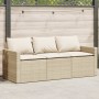 Divano da Giardino con Cuscini a 3 Posti Beige in Polyrattan