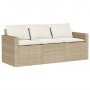 Divano da Giardino con Cuscini a 3 Posti Beige in Polyrattan