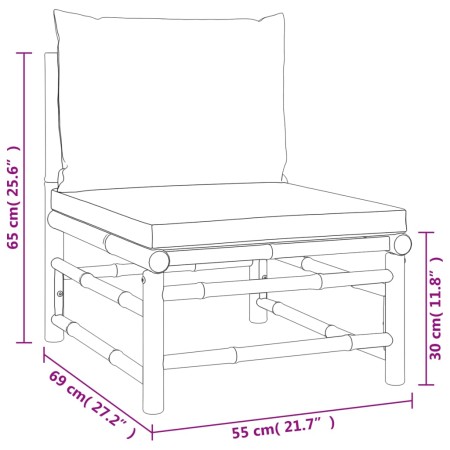 Set Salotto da Giardino 3pz con Cuscini Verdi Bambù